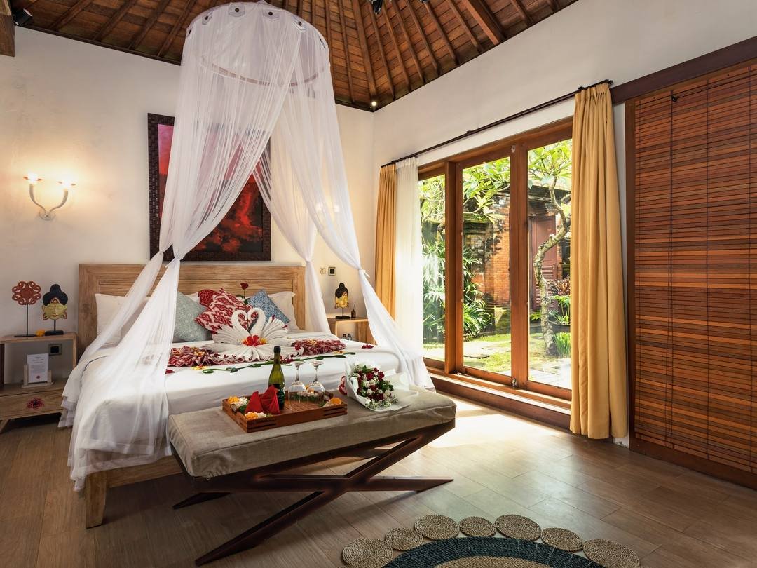 The bedroom: King-size canopy bed, cool and quiet